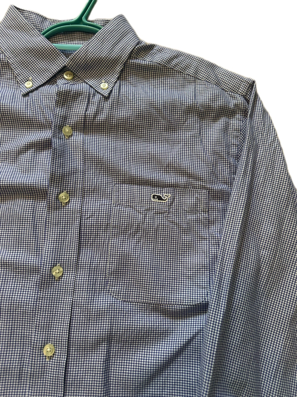 Vineyard Vines Men's Navy and White Micro-Check Button-Down Shirt